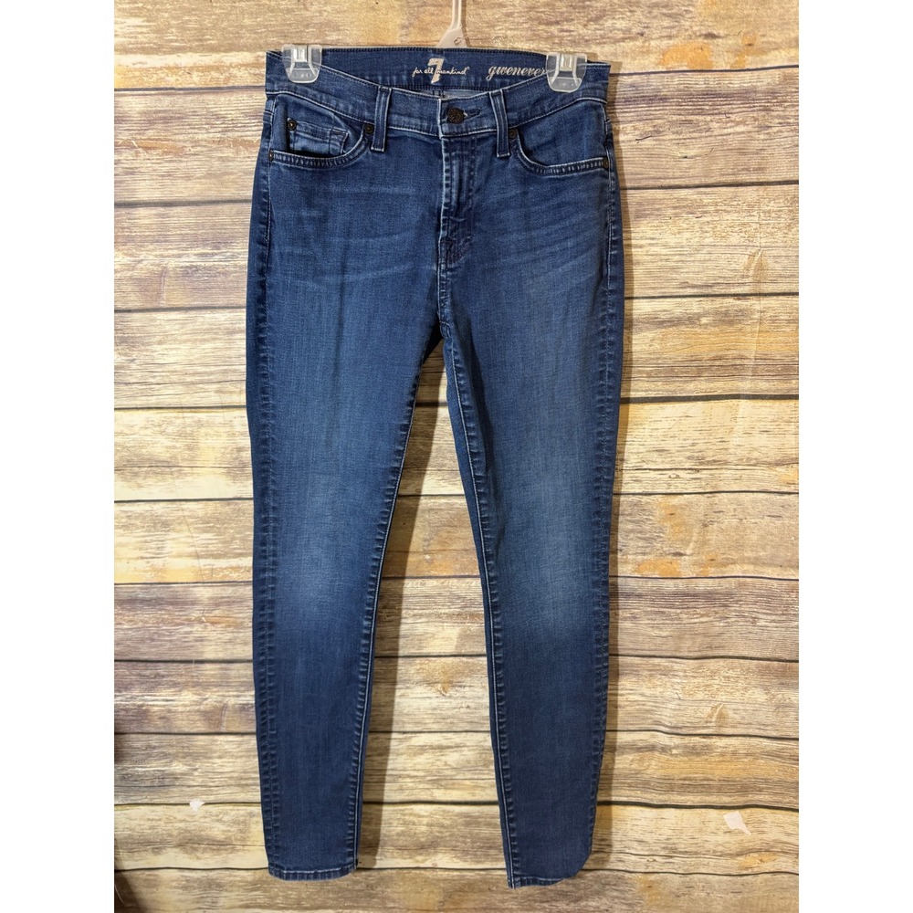 7 For‎ All Mankind Jeans Gwenevere Skinny size 27 Dark Indigo Blue Size 27 - Picture 2 of 6